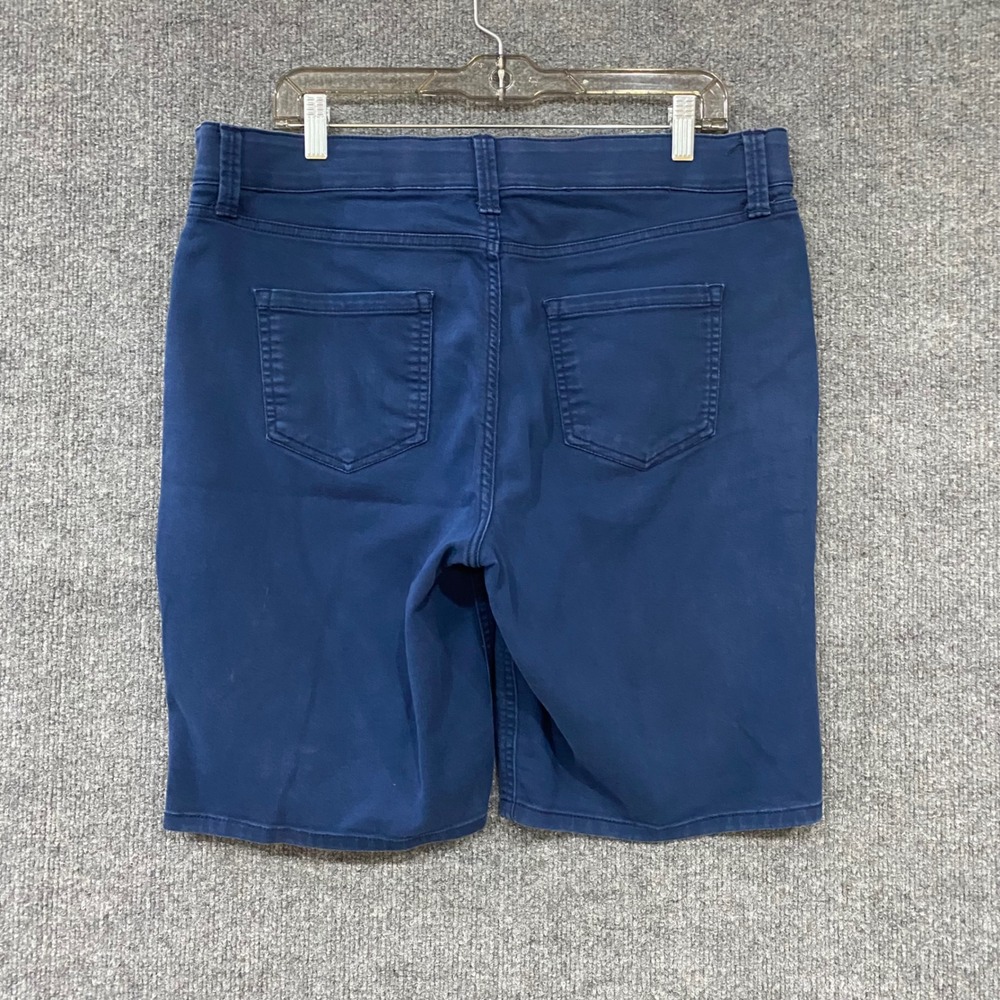 Liz Claiborne Sara Mid-Rise Shorts Womens 14 Navy Blue Cotton Blend Stretch